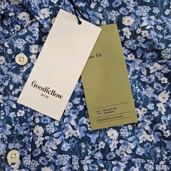 Blue Floral Shirt Men's L Slim Fit Long Sleeve Button-Down NEW Goodfellow NWT - Picture 8 of 15